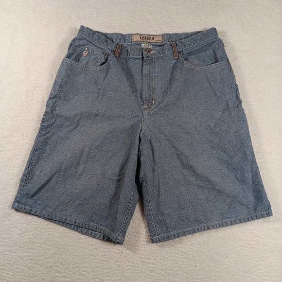 Guess Other - Vintage Guess Shorts Mens 38 Blue Denim Baggy Wide Leg Streetwear Jorts Grunge